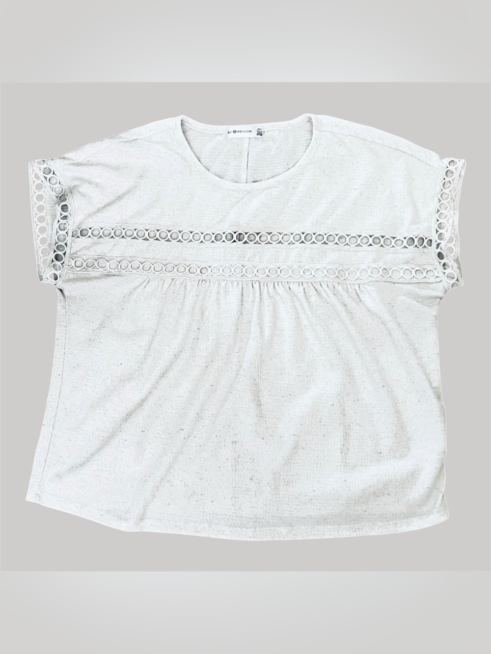 Cream Crochet-Trim Peasant Top - Women, size M/M